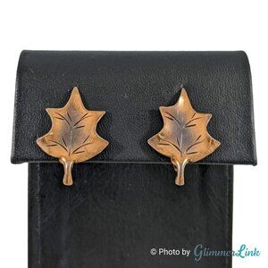 Vintage Stuart NYE Sterling and Copper Leaf Screw Back Earrings